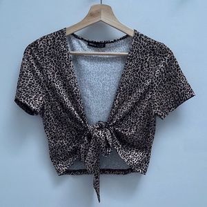 Cheetah Print Cropped T-shirt